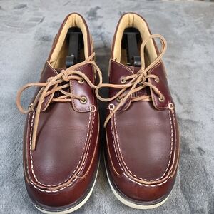 LL Bean Mens Dark Brown Leather Boat Shoes Moccasins Sz 11